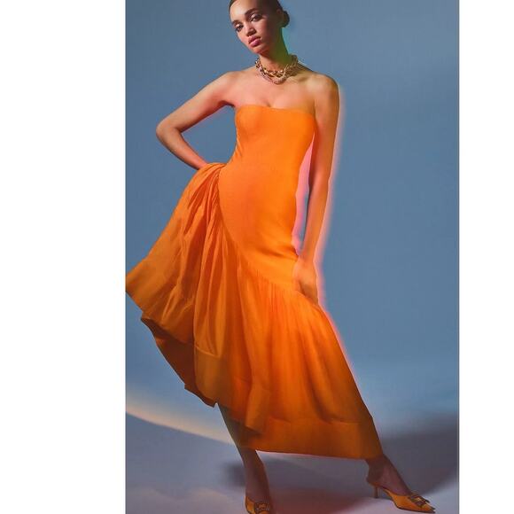 NWT Anthropologie Let Me Be Strapless Asymmetrical Dress $220 LARGE PETITE - Picture 1 of 8